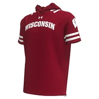 T-shirt à capuche rouge Under Armour Wisconsin Badgers Shooter Raglan pour hommes