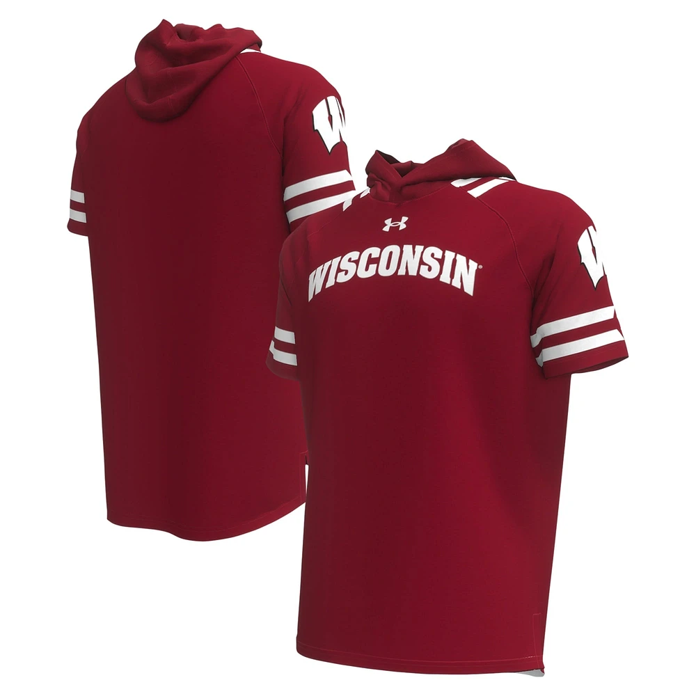 T-shirt à capuche rouge Under Armour Wisconsin Badgers Shooter Raglan pour hommes