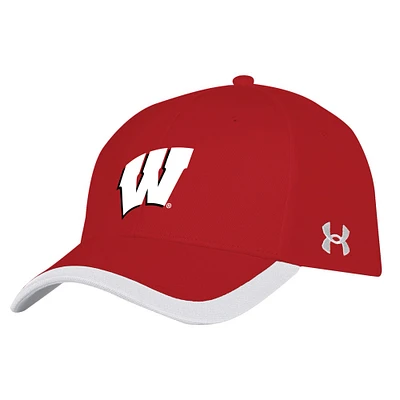 Men's Under Armour  Red Wisconsin Badgers Sideline Blitzing Accent Adjustable Hat