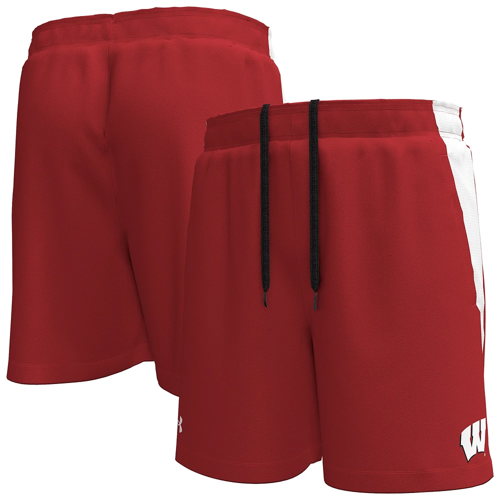 Short de performance Tech Vent rouge Wisconsin Badgers d'Under Armour pour homme