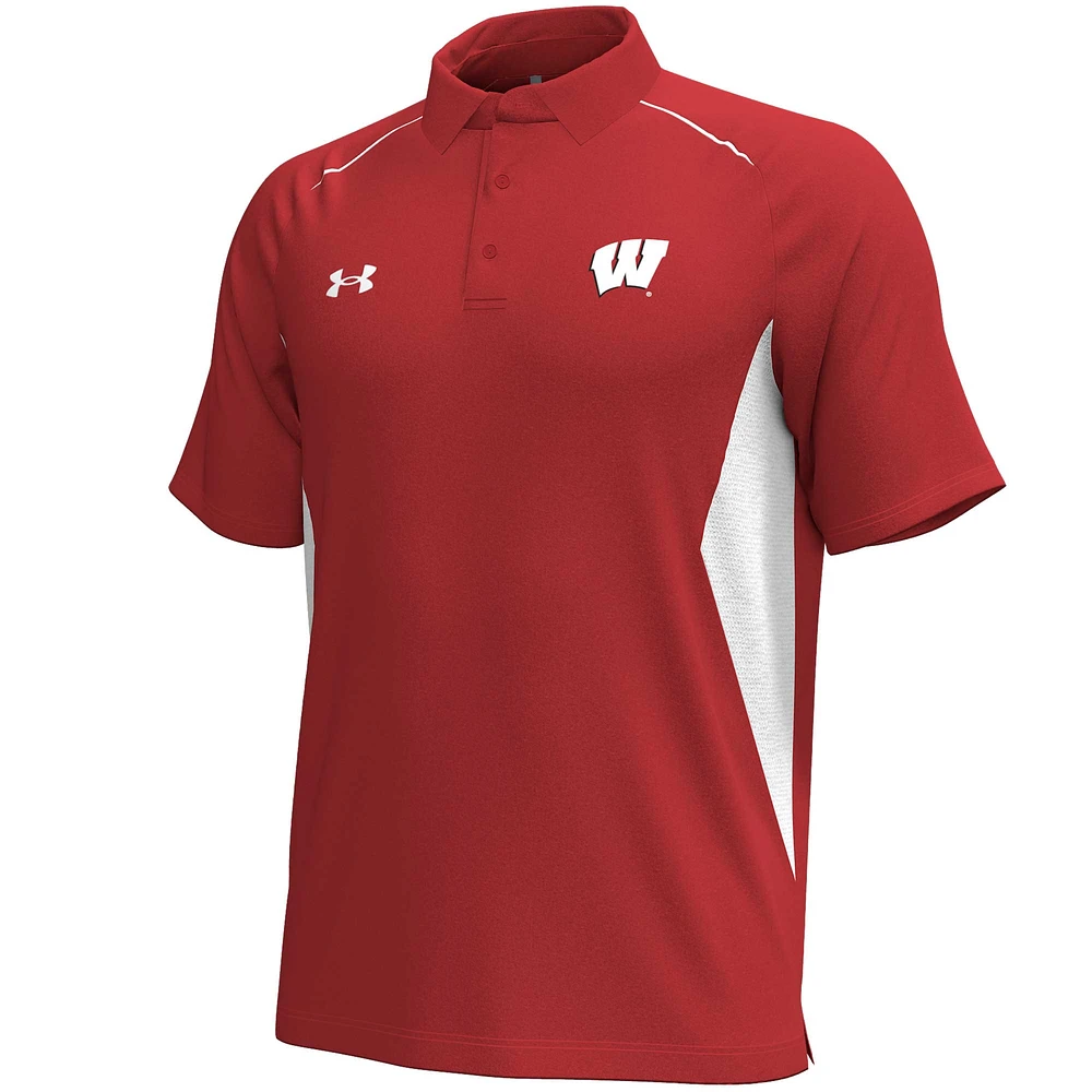 Men's Under Armour  Red Wisconsin Badgers Title Performance Polo