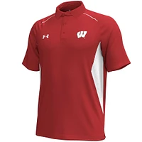 Polo Performance Title pour homme Under Armour rouge Wisconsin Badgers