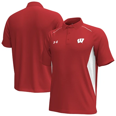 Men's Under Armour  Red Wisconsin Badgers Title Performance Polo