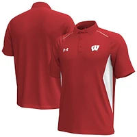 Polo Performance Title pour homme Under Armour rouge Wisconsin Badgers