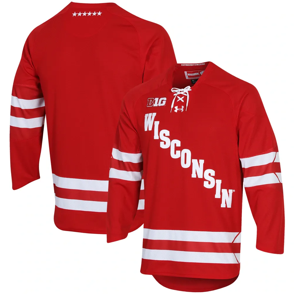 Maillot de hockey Under Armour Wisconsin Badgers UA Replica pour homme rouge