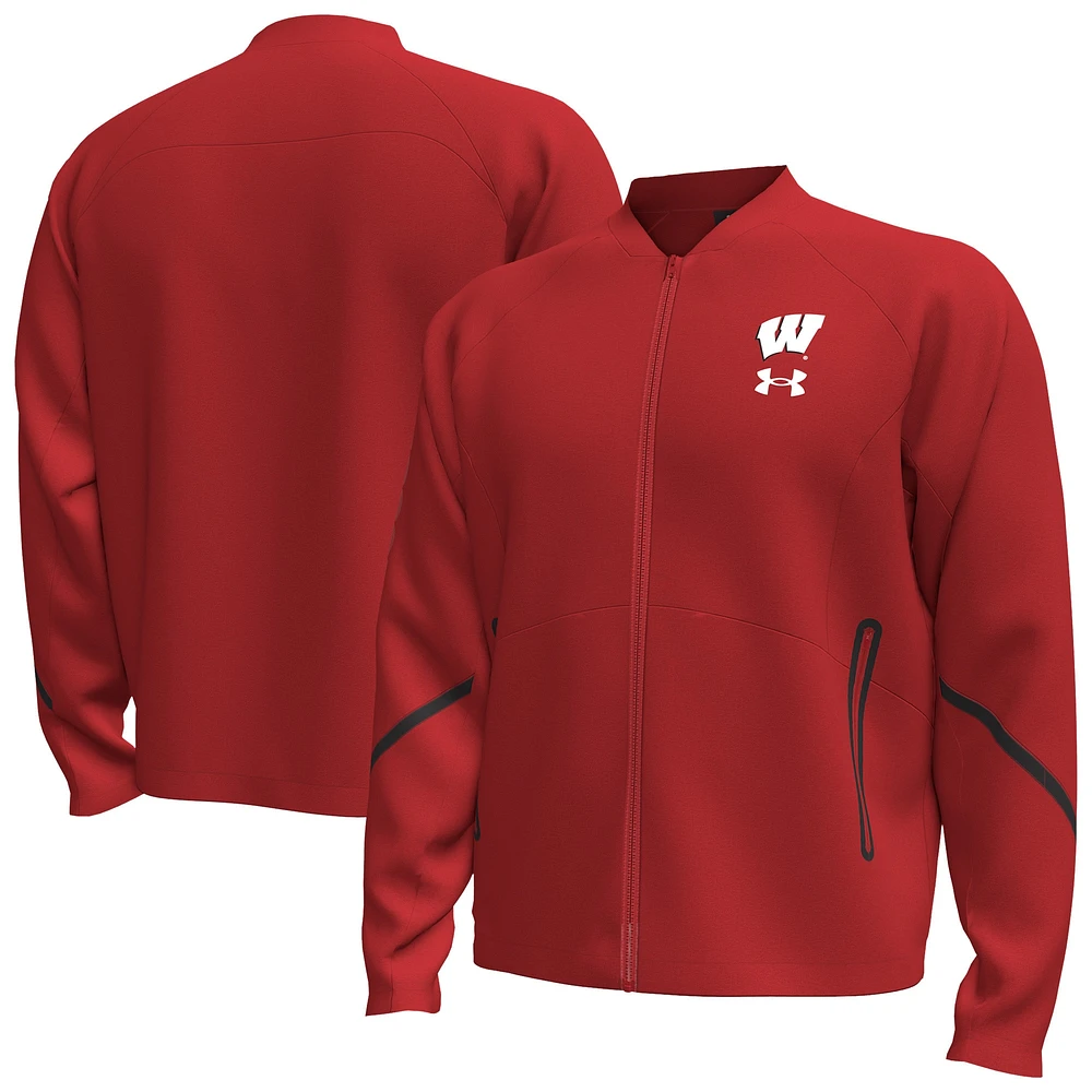 Veste bomber entièrement zippée Unstoppable pour homme des Wisconsin Badgers d'Under Armour Red