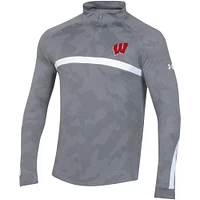 Haut à quart de zip camouflage Under Armour Steel Wisconsin Badgers Game Day pour hommes