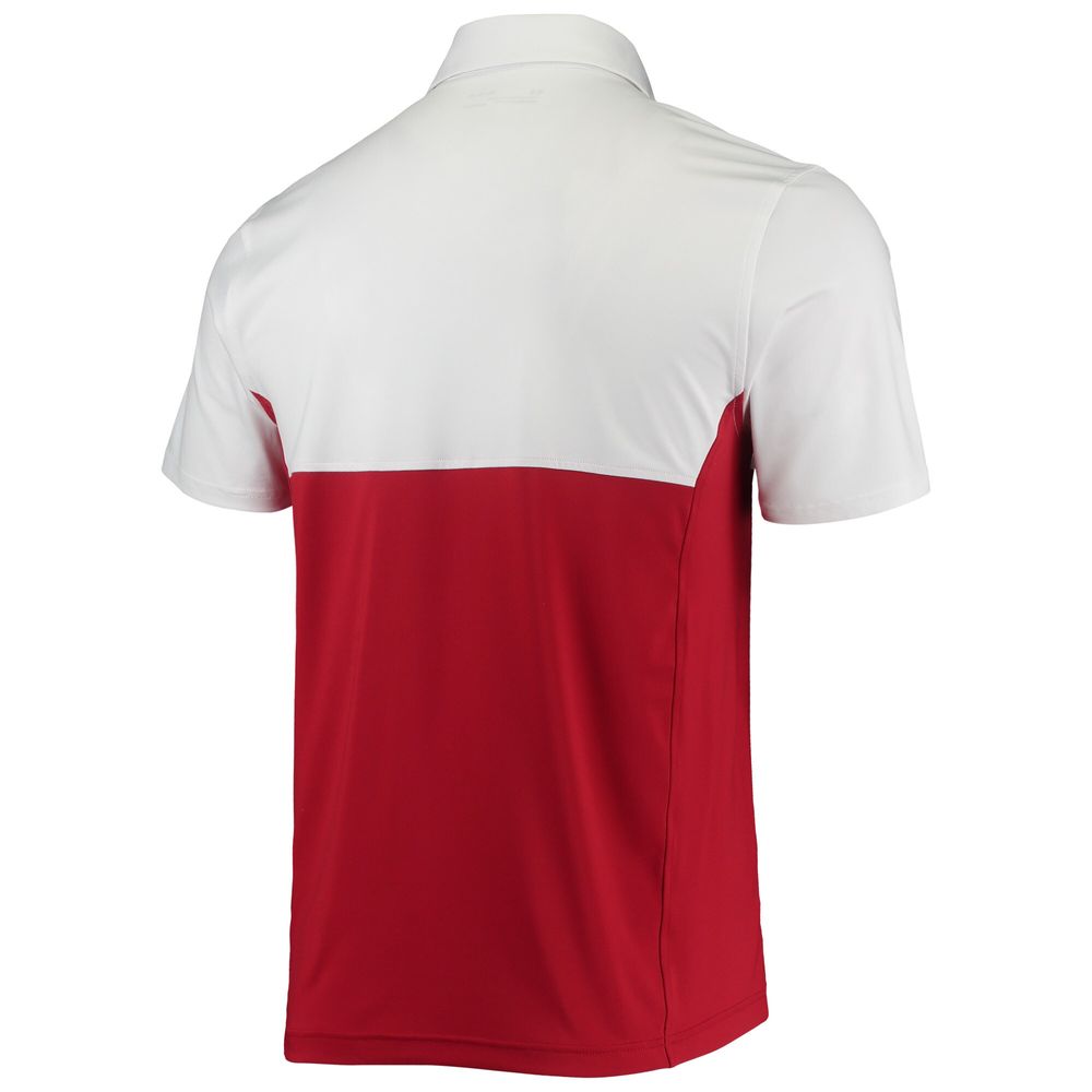 Men's Under Armour White/Red Wisconsin Badgers 2022 Blocked Coaches Performance Polo