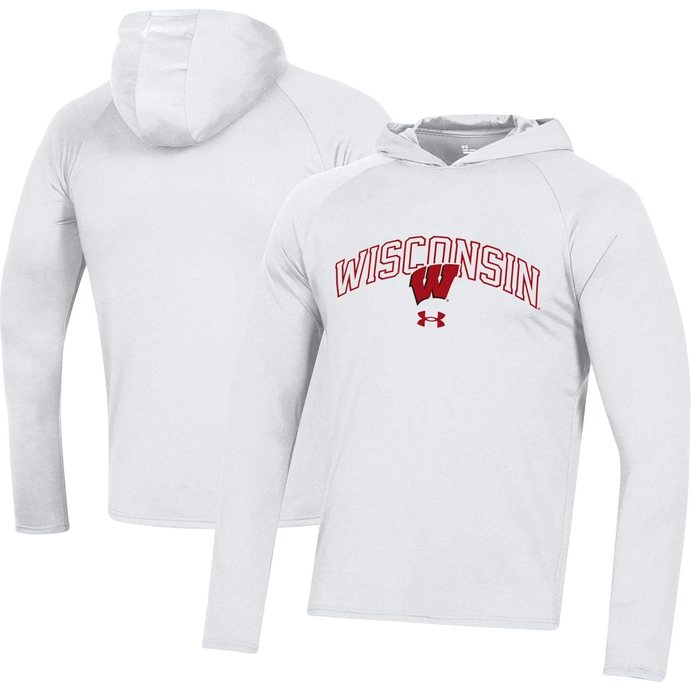 Under Armour Wisconsin Badgers 2023 Sideline Tech Hooded Raglan T-shirt à manches longues pour homme