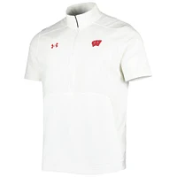 Men's Under Armour White Wisconsin Badgers Motivate 2.0 Half-Zip Jacket