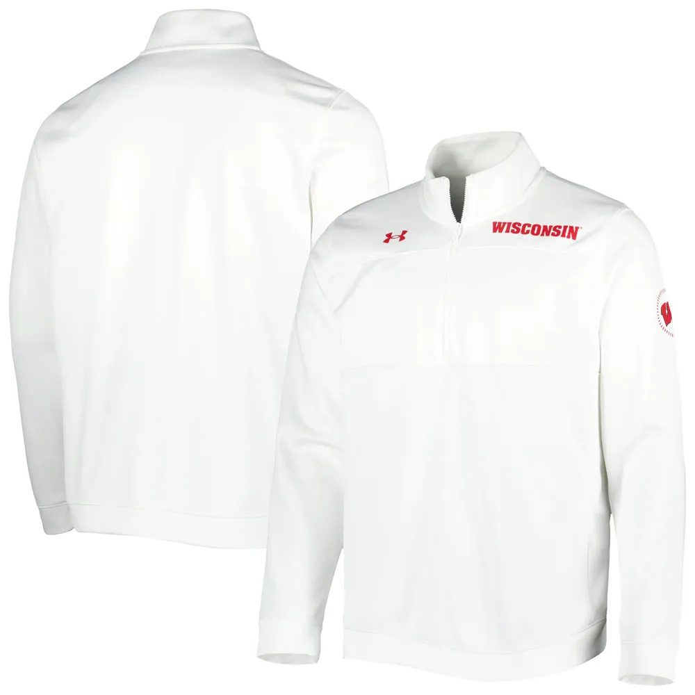 Men's Under Armour White Wisconsin Badgers Universal Mock Neck Half-Zip Jacket