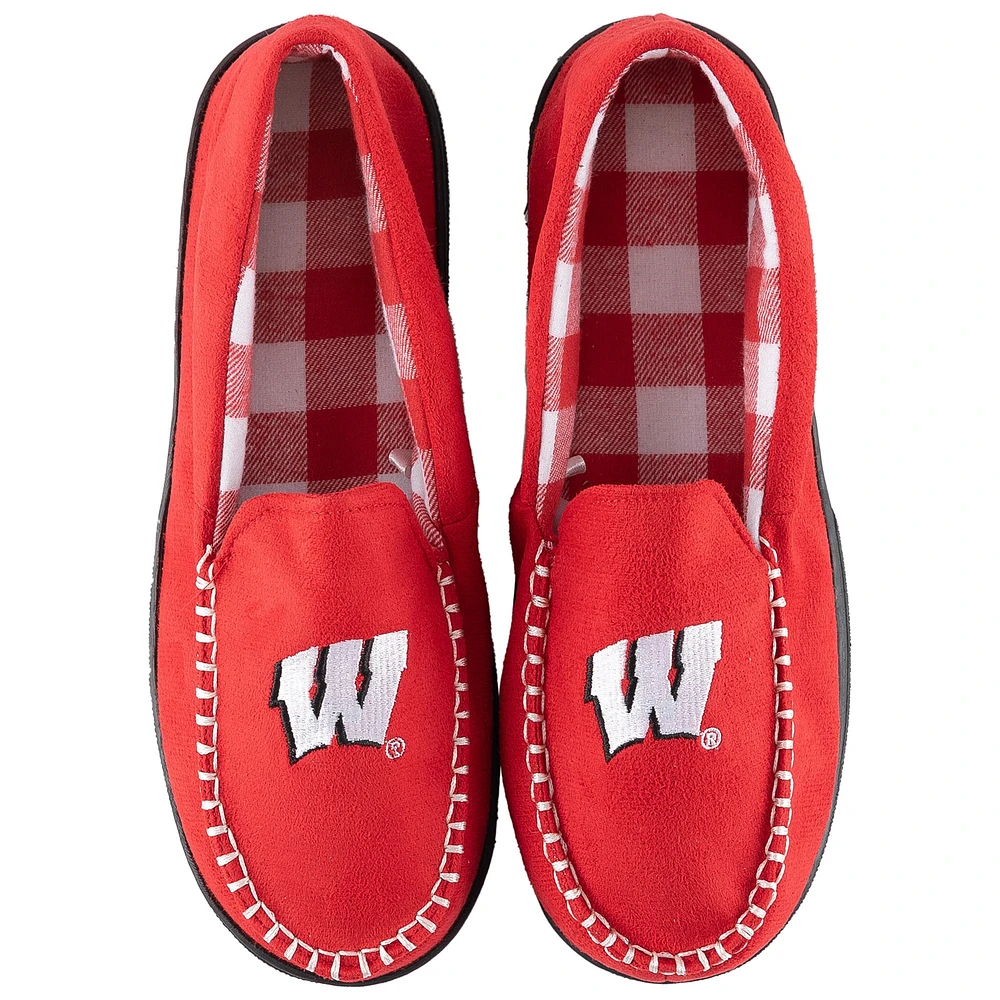 Men's ZooZatz Wisconsin Badgers Flannel Moccasin Slippers