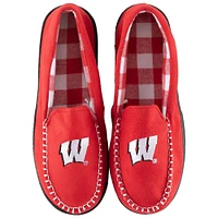 Chaussons mocassins en flanelle ZooZatz Wisconsin Badgers pour hommes