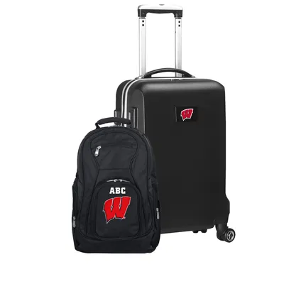 Wisconsin Badgers MOJO Personalized Deluxe 2-Piece Backpack & Carry-On Set - Black