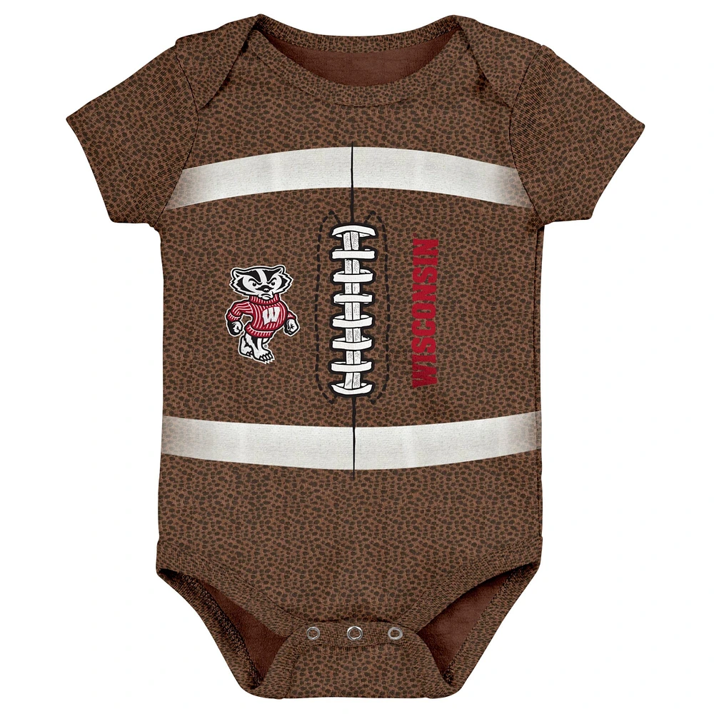 Body de football marron Wisconsin Badgers Catch Me pour nouveau-né et bébé