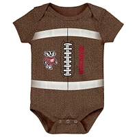 Newborn & Infant Brown Wisconsin Badgers Catch Me Football Bodysuit