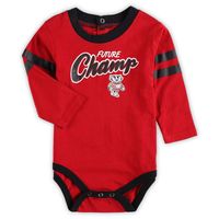 Newborn & Infant Red/Black Wisconsin Badgers Little Kicker Long Sleeve Bodysuit Sweatpants Set