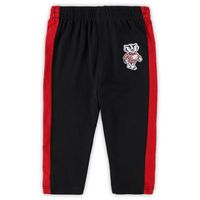 Newborn & Infant Red/Black Wisconsin Badgers Little Kicker Long Sleeve Bodysuit Sweatpants Set