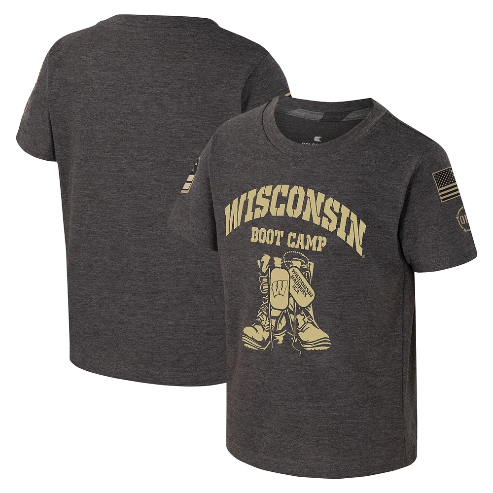 Toddler Colosseum Charcoal Wisconsin Badgers OHT Military Appreciation Boot Camp T-Shirt