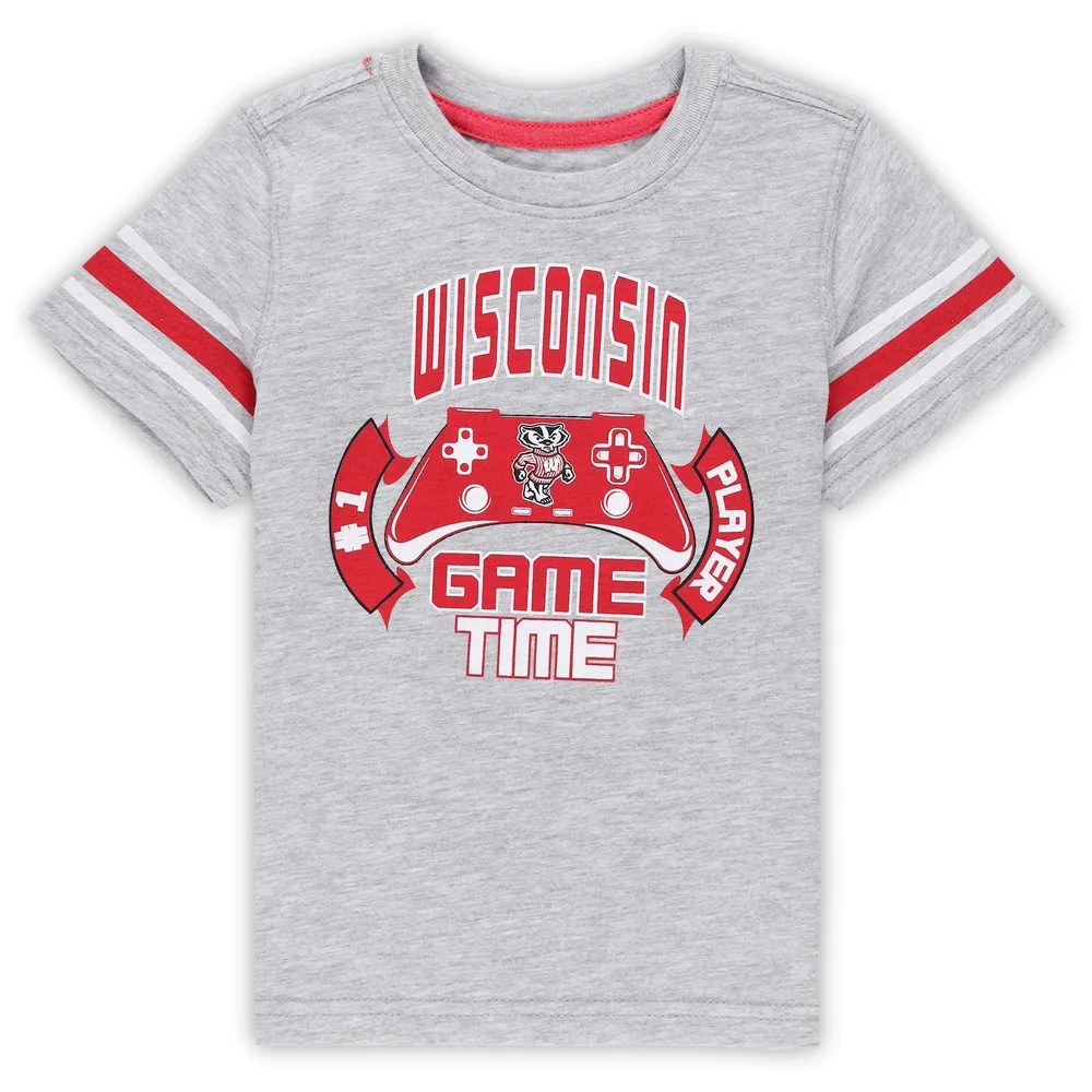 T-shirt Colosseum Heather Grey Wisconsin Badgers Gamer pour tout-petit