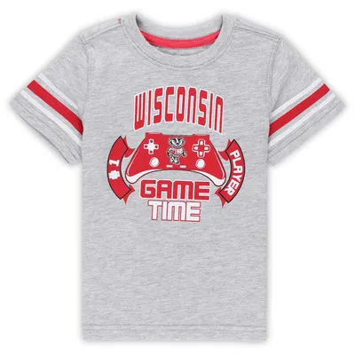 T-shirt Colosseum Heather Grey Wisconsin Badgers Gamer pour tout-petit