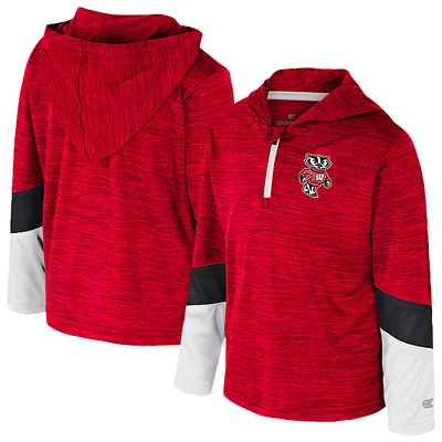 Coupe-vent zippé à quart de zip pour tout-petits Colosseum Red Wisconsin Badgers Rylos