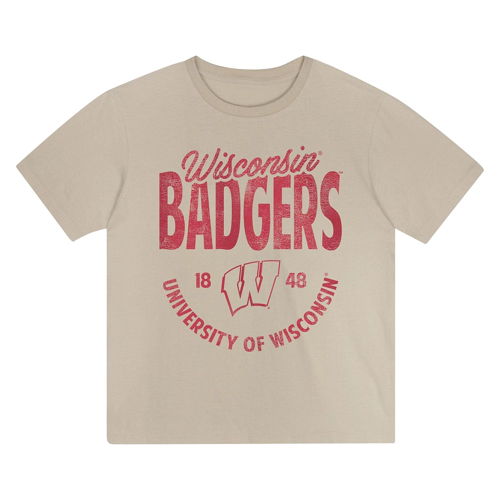 Toddler Tan Wisconsin Badgers News Flash T-Shirt