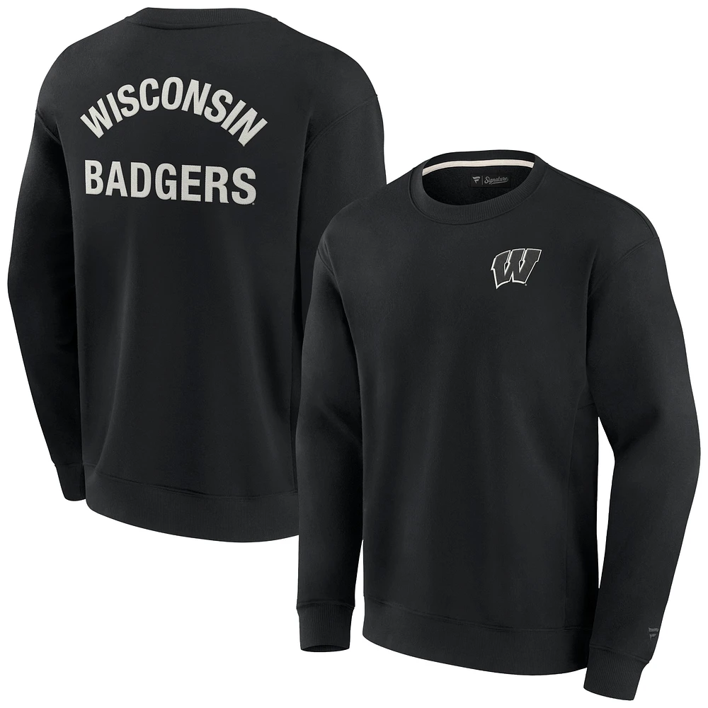 Sweat-shirt unisexe Fanatics Black Wisconsin Badgers Super Soft Pullover Crew