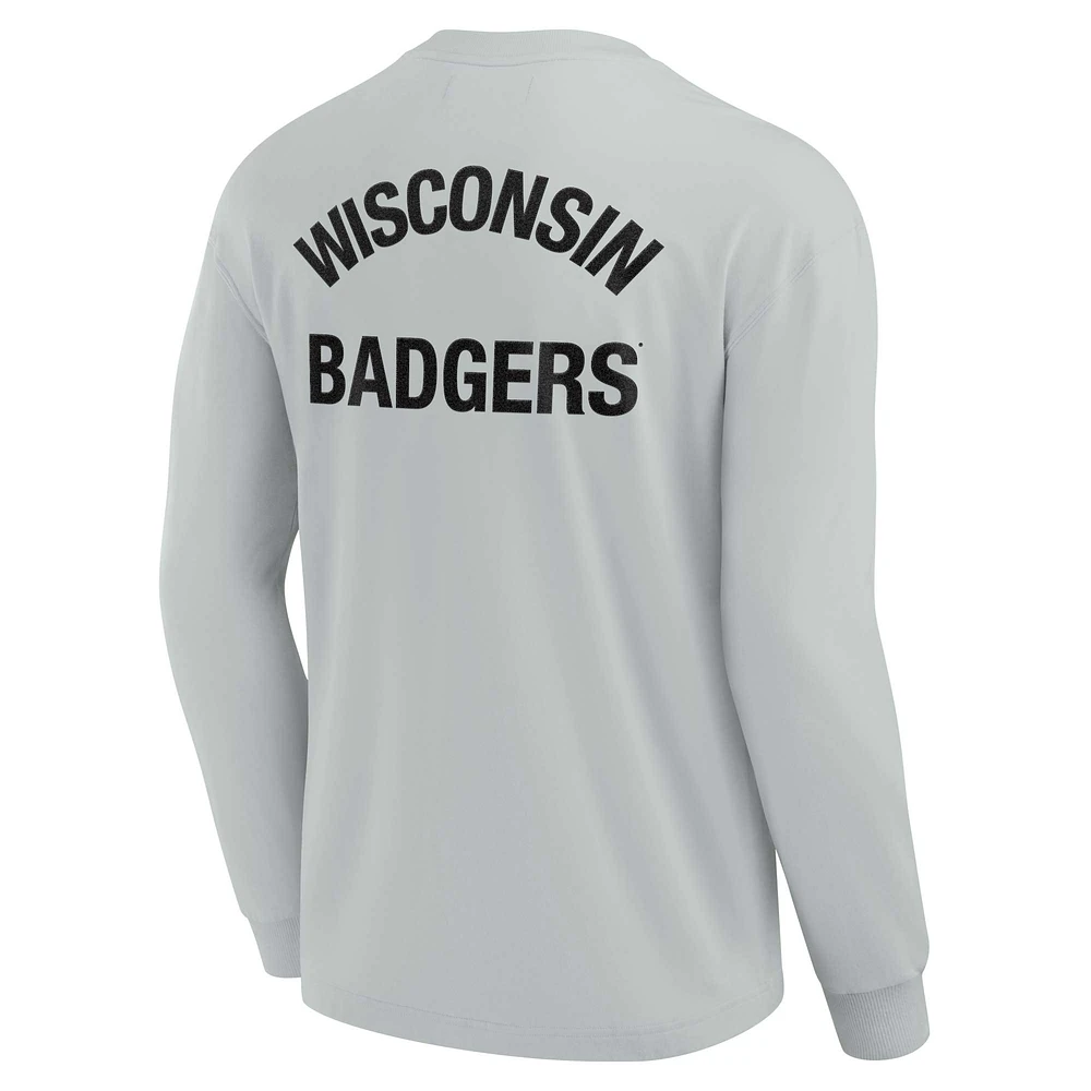 T-shirt unisexe Fanatics gris Wisconsin Badgers Elements super doux à manches longues