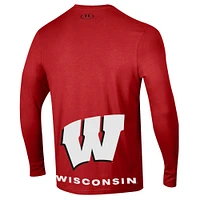 T-shirt à manches longues pour hommes Under Armour Wisconsin Badgers 2024 On-Court Bench Unity Performance