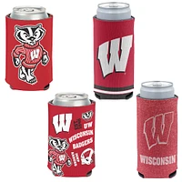 WinCraft Wisconsin Badgers Slim et 12oz. Ensemble de 4 refroidisseurs de canettes