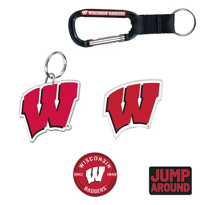 WinCraft Wisconsin Badgers 5-Pack Key Ring and Fridge Magnet Set