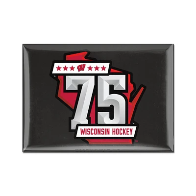 WinCraft Wisconsin Badgers 75th Anniversary Hockey Fridge Magnet