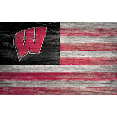 Wisconsin Badgers 11'' x 19'' Distressed Flag Sign