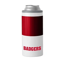 Glacière mince à blocs de couleurs de 12 oz des Wisconsin Badgers