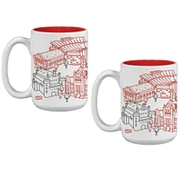 Lot de deux tasses à café Campus Line Art de 15 oz des Wisconsin Badgers