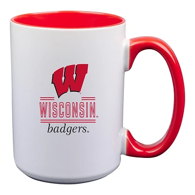 Blaireaux du Wisconsin 15oz. Tasse en céramique de couleur intérieure Classic Crew