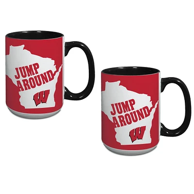 Lot de deux tasses à café de 15 oz des Wisconsin Badgers