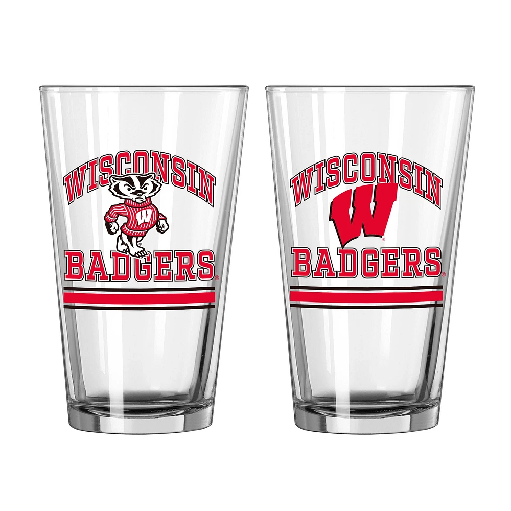 Blaireaux du Wisconsin 16oz. Verre à pinte, paquet de deux