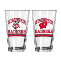 Blaireaux du Wisconsin 16oz. Verre à pinte, paquet de deux