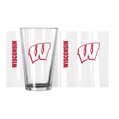 Blaireaux du Wisconsin 16 oz. Verre à pinte Team Wordmark Game Day