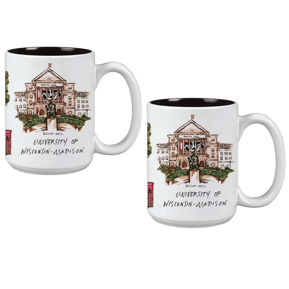 Lot de 2 tasses de 15 oz des Wisconsin Badgers de l'Université Laura Wilcox