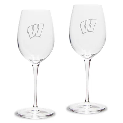 Wisconsin Badgers 2-Piece 12oz. Luigi Bormioli Titanium White Wine Glass Set