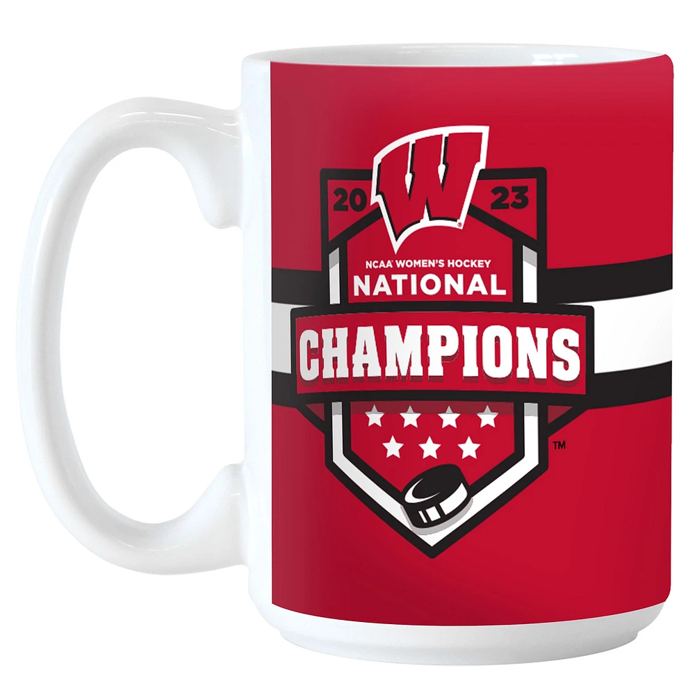 Badgers du Wisconsin 2023 Champions nationaux de hockey sur glace féminin NCAA 15 oz. Tasse sublimée