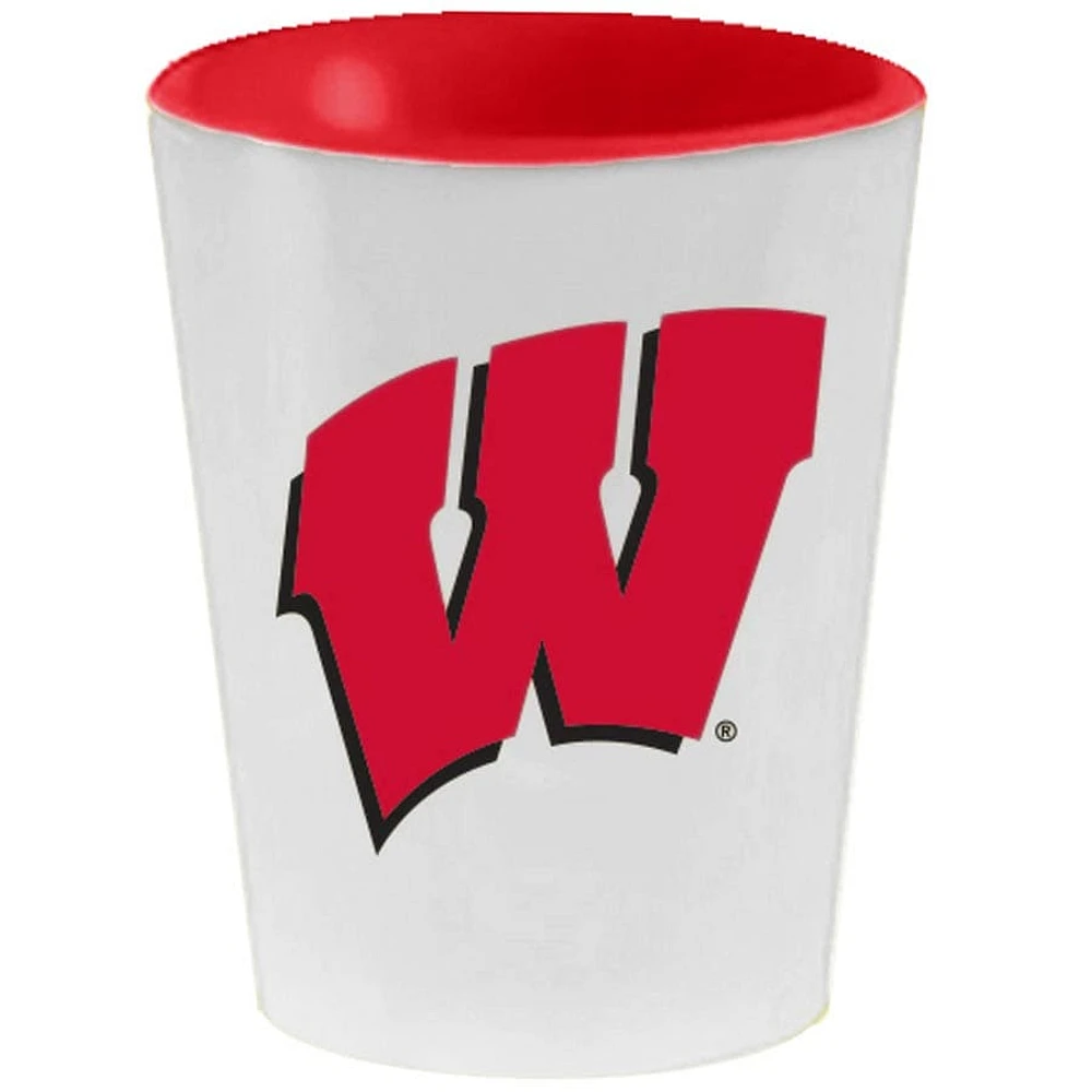 Blaireaux du Wisconsin 2 oz. Tasse en céramique de couleur intérieure