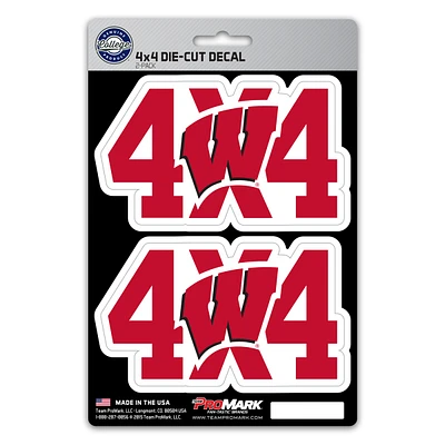 Wisconsin Badgers 4X4 Team Decal 2-Pack Set