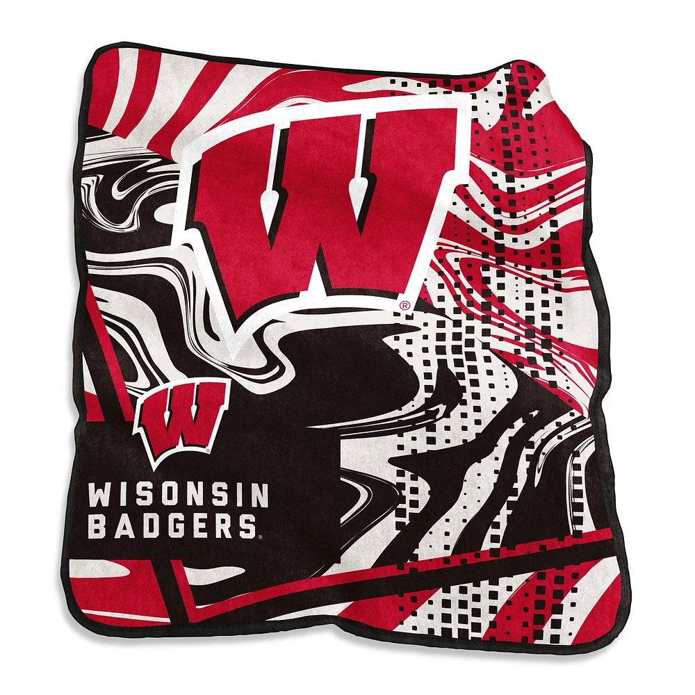 Wisconsin Badgers Couverture tourbillonnante Raschel 127 x 152,4 cm