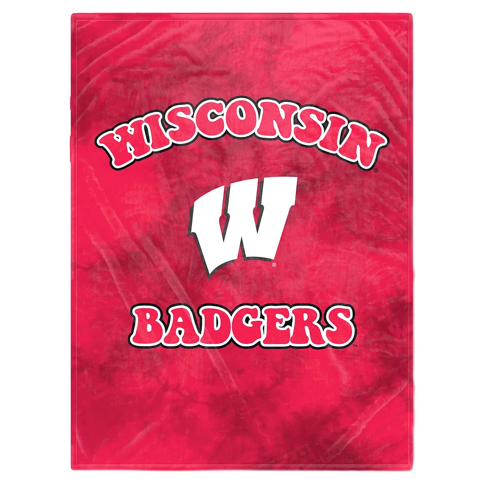 Couverture sherpa en flanelle tie-dye à bulles Wisconsin Badgers 60'' x 80''