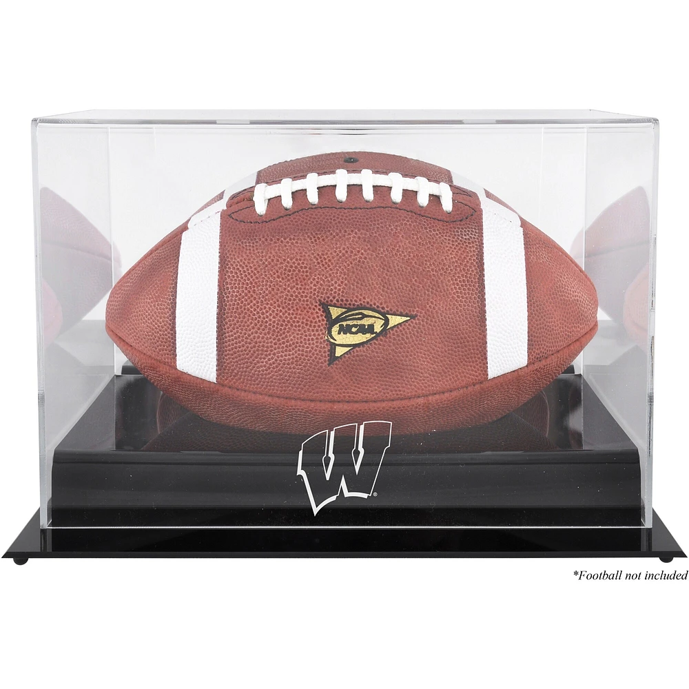 Vitrine de présentation du logo de l'équipe de football des Wisconsin Badgers Black Base avec dos miroir