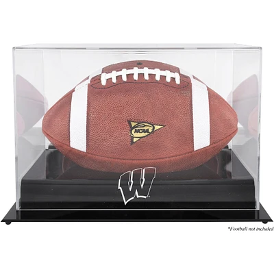 Vitrine de présentation du logo de l'équipe de football des Wisconsin Badgers Black Base avec dos miroir